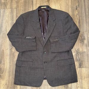 VTG Joseph Abboud Men’s Blazer 43R Gray 100%Wool Houndstooth Sport Coat Jacket